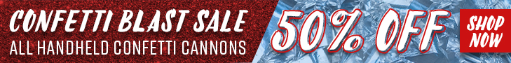 Save 50% off all handheld confetti cannons for a limited time!